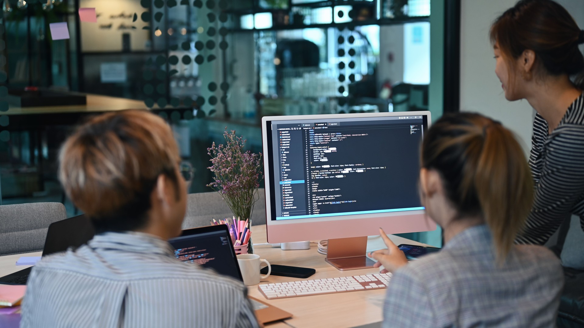Programer team working in modern office